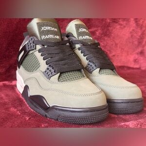 Air Jordan 4 XUndefeated Men's Olive Green and Black Rare Sneakers